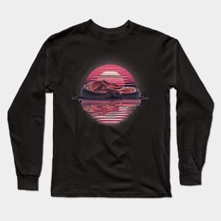 Anaconda in retro sunset in pond Long Sleeve T-Shirt